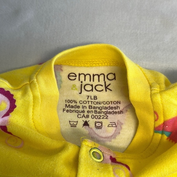 Emma & Jack - Yellow and Pink Flamingo Print Footies with Front Closure - Picture 2 of 3